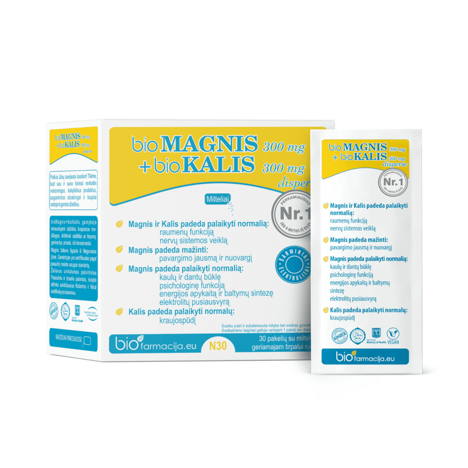 bioMAGNIS 300mg + bioKALIS 300 mg milteliai N30