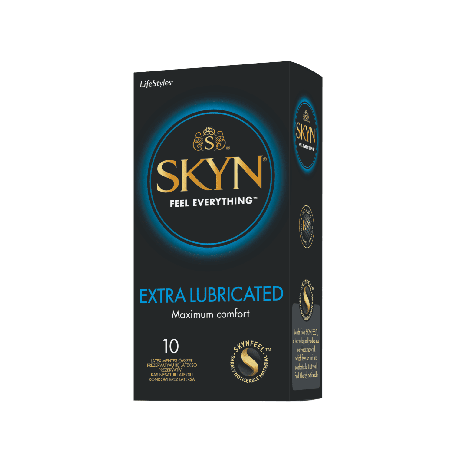 LIFESTYLES SKYN prezervatyvai Extra Lube N10