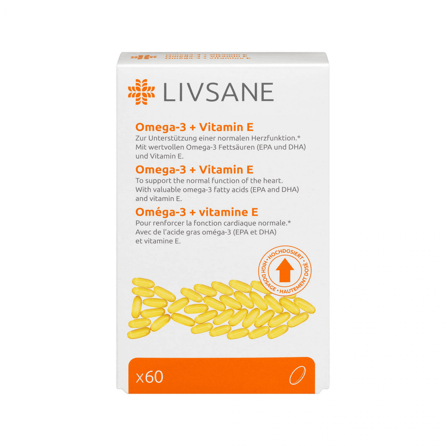Livsane OMEGA-3 + Vitaminas E žuvų taukai N60 | BENU vai