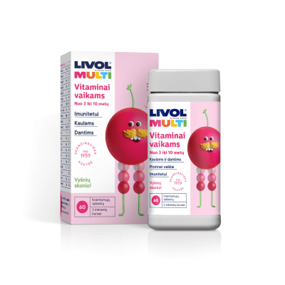 LIVOL MULTI Vaikams kramtomosios tabletės, vyšnių skonio N60
