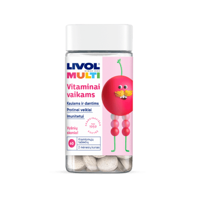 LIVOL MULTI Vaikams kramtomosios tabletės, vyšnių skonio N60