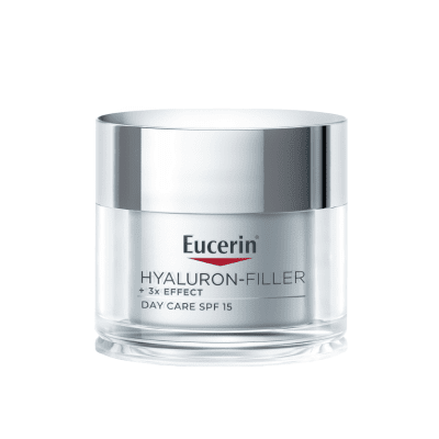 EUCERIN Hyaluron-Filler +3x Effect dieninis veido kremas SPF 15 sausai odai su hialurono rūgštimi, 50 ml