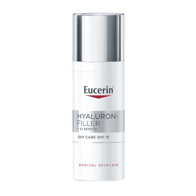 EUCERIN Hyaluron Filler +3x Effect dieninis veido kremas SPF 15 normaliai ir mišriai odai su hialurono rūgštimi, 50 ml