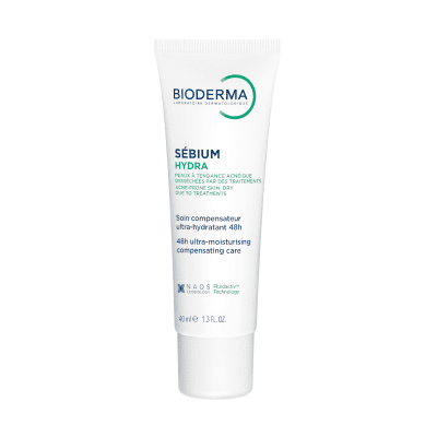 BIODERMA drėkinamasis atkuriamasis kremas išsausėjusiai į spuogus linkusiai odai, SEBIUM HYDRA, 40 ml