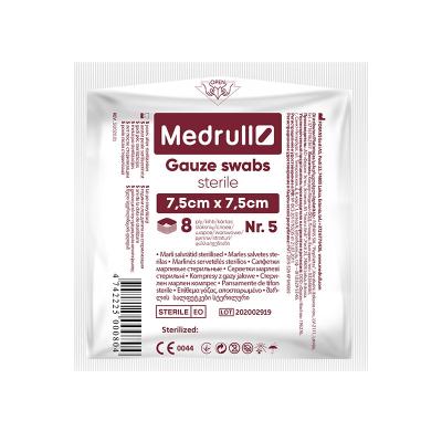 SERVETĖLĖS MARLĖS MEDRULL STERIL. 7.5x7.5CM (8 SL.) N5
