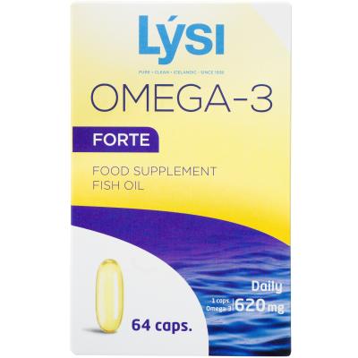 LYSI OMEGA-3 FORTE žuvų taukų minkštosios kapsulės N64