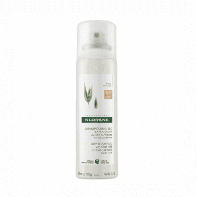 Klorane sausas šampūnas visų tipų plaukams su avižų pieneliu, rudiems/tamsiems plaukams, Dry shampoo OAT 150 ml