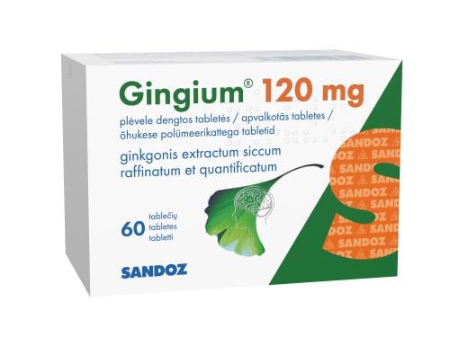 Gingium 120 mg plėvele dengtos tabletės N60