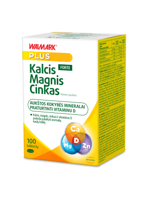 WALMARK Kalcis-Magnis-Cinkas FORTE su vitaminu D tabletės N30
