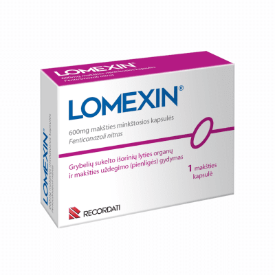 LOMEXIN 600 mg makšties minkštosios kapsulės N1