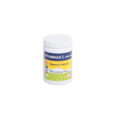 APOVIT Vitaminas C 200 mg kramtomosios apelsinų skonio tabletės N70