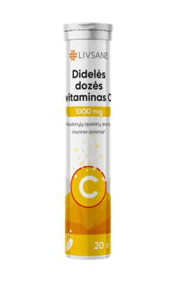 LIVSANE 1000 mg Vitamino C šnypščiosios tabletės N20