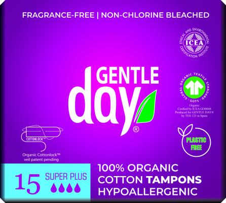 GENTLE DAY Super Plius ekologiškos medvilnės tamponai N15