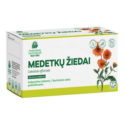 ŠVENČIONIŲ VAISTAŽOLĖS MEDETKOS ŽIEDAI, žolelių arbata, 1,2g x 24 vnt.