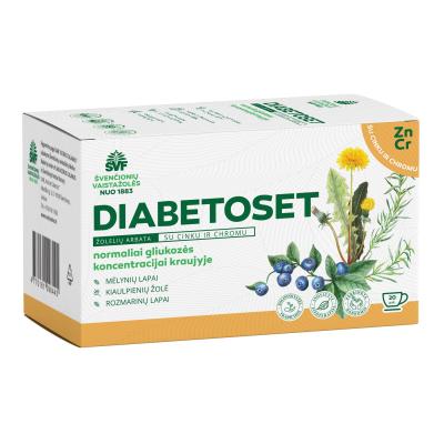 ŠVENČIONIŲ VAISTAŽOLĖS normaliai gliukozės koncentracijai kraujyje DIABETOSET, žolelių arbata, 1,5 g x 20 vnt.