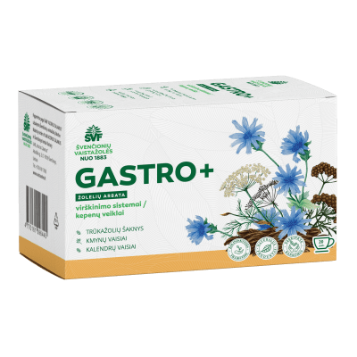 ŠVENČIONIŲ VAISTAŽOLĖS virškinimui, kepenims GASTRO+, žolelių arbata, 1,5 g x 20 vnt.
