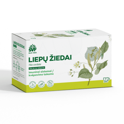 ŠVENČIONIŲ VAISTAŽOLĖS LIEPŲ ŽIEDAI, žolelių arbata, 1,5g 24 vnt.