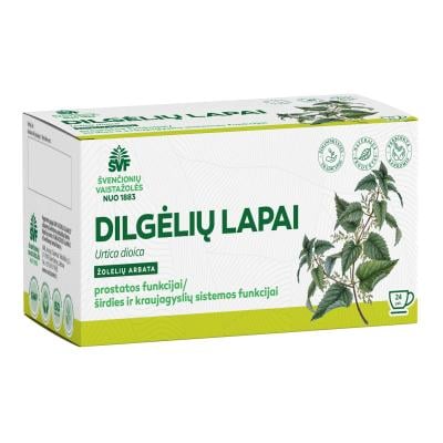 ŠVENČIONIŲ VAISTAŽOLĖS DILGĖLIŲ LAPAI, žolelių arbata, 1 g x 24 vnt.
