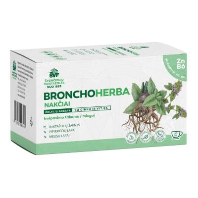 ŠVENČIONIŲ VAISTAŽOLĖS kvėpavimo takams, miegui BRONCHOHERBA NAKČIAI, žolelių arbata, 1,5 g x 20 vnt.