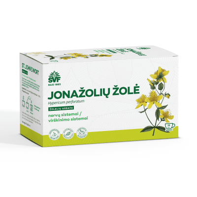 ŠVENČIONIŲ VAISTAŽOLĖS JONAŽOLIŲ ŽOLĖ, žolelių arbata, 1,5g x 24 vnt.