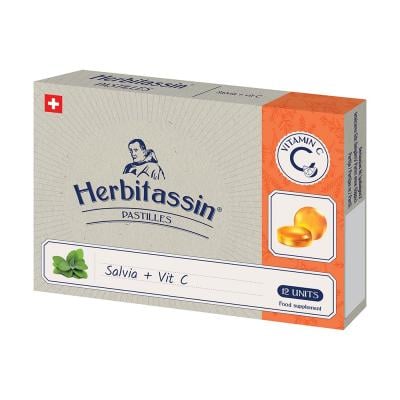 HERBITASSIN gerklės pastilės su šalavijų ekstraktu ir vitaminu C, N12