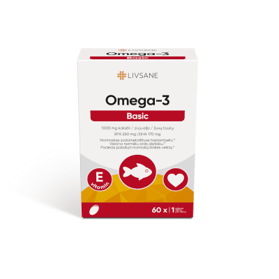 LIVSANE OMEGA-3 + Vitaminas E žuvų taukai N60
