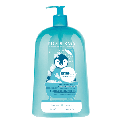 BIODERMA gelinis prausiklis kūdikių ir vaikų kūnui ir plaukams ABCDERM GEL MOUSSANT, 1 L