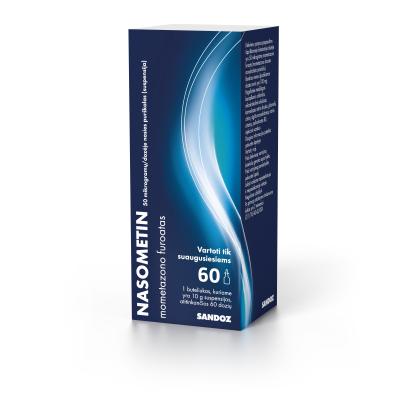 Nasometin 50µg/dozėje nosies purškalas, 60 dozių