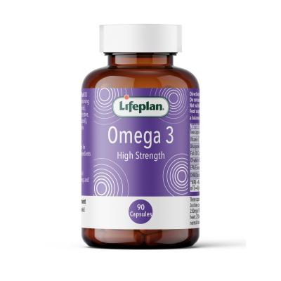 LIFEPLAN OMEGA-3 SUPER HI-STRENGHT, ypač didelės koncentracijos omega-3 žuvų taukai, 90 kapsulių