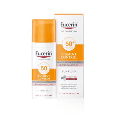 EUCERIN PIGMENT CONTROL fluidas nuo saulės ir hiperpigmentacijos SPF50+, 50 ml