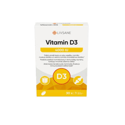 LIVSANE vitamino D3 4000 kapsulės N30