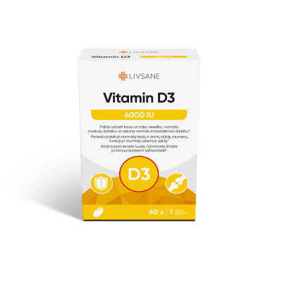 LIVSANE vitamino D3 4000 kapsulės, N60