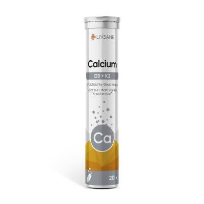 LIVSANE kalcio šnypščiosios tabletės CALCIUM + D3 + K2, N20