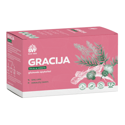 ŠVENČIONIŲ VAISTAŽOLĖS riebalų apykaitai GRACIJA, gliukozės apykaitai, 2 g x 20 vnt.