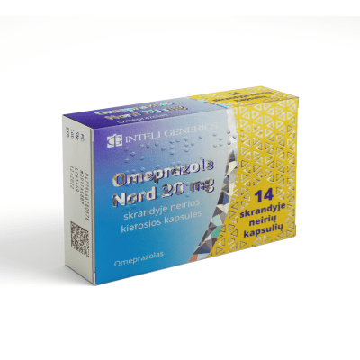 OMEPRAZOLE Nord 20 mg skrandyje neirios kietosios kapsulės N14