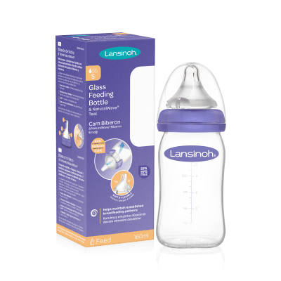 Lansinoh stiklinis maitinimo buteliukas su žinduku 160 ml