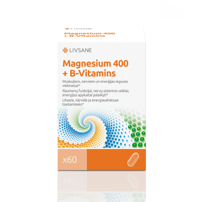 LIVSANE tabletės MAGNESIUM 400 + B-VITAMINS N60