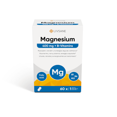 LIVSANE tabletės MAGNESIUM 400 + B-VITAMINS N60