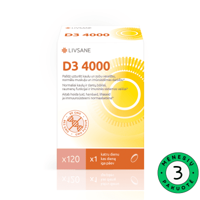 LIVSANE vitamino D3 4000 kapsulės N120