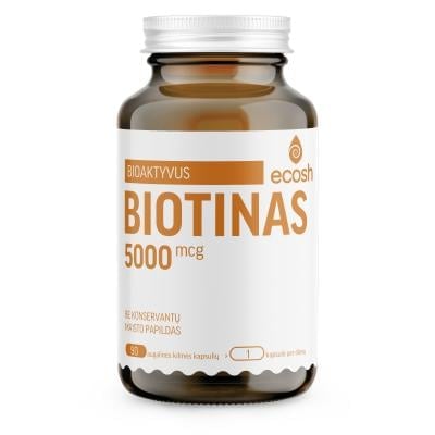 ECOSH bioaktyvus Biotinas 5000µg kapsulės N90
