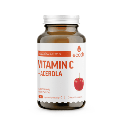 ECOSH biologiškai aktyvus vitaminas C su acerola kapsulės, N90