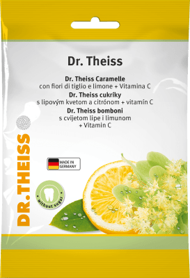 DR. THEISS liepžiedžių ir citrinų skonio ledinukai su vitaminu C Su saldikliais 75 g