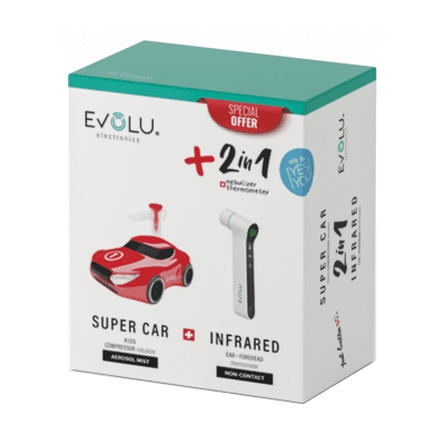 EVOLU komplektas Super Car inhaliatorius + NON CONTACT termometras
