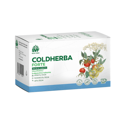 ŠVENČIONIŲ VAISTAŽOLĖS kvėpavimo takams, imunitetui COLDHERBA FORTE, žolelių arbata, 2 g x 20 vnt.