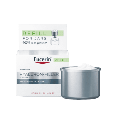 EUCERIN Hyaluron Filler 3x Effect stangrinamasis naktinis veido kremas su hialurono rūgštimi, papildymo pakuotė, 50 ml