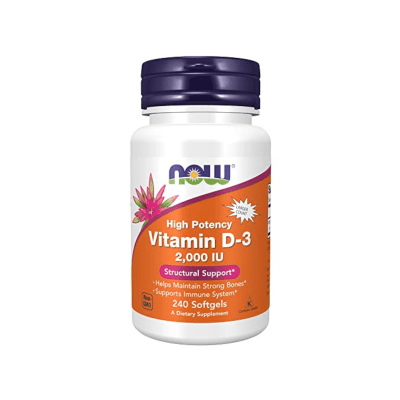 NOW Vitamin D-3 2000 IU minkštosios kapsulės High Potency N240