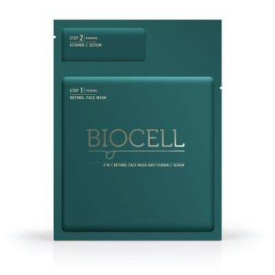 BIOCELL 2 IN 1 retinolio veido kaukė ir vitamino C serumas, N1