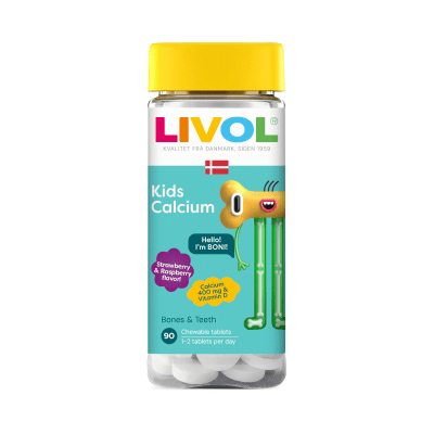 LIVOL EXTRA Kids Calcium, aviečių ir braškių skonio kramtomos tabletės, N90