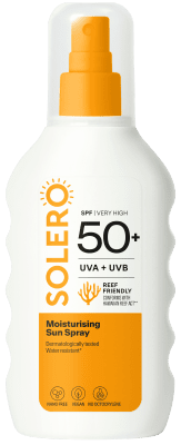 SOLERO SPF 50+ nuo saulės poveikio saugantis drėkinamasis purškalas 200 ml