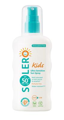 SOLERO vaikams skirtas jautrios odos purškalas nuo saulės SPF 50+ 200ml